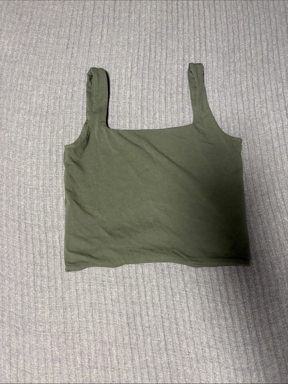 American Eagle Outfitters Olive Square Neck Crop Tank - Picture 3 of 3